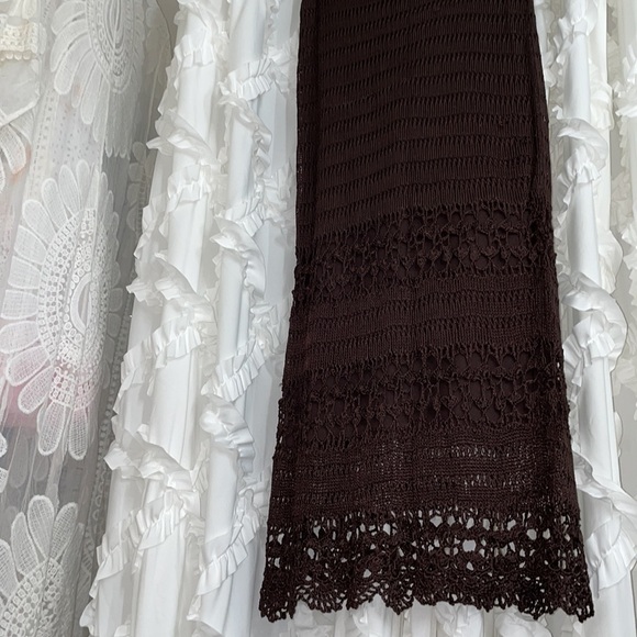 Chicos chocolate Brown knit lace maxi skirt thick and lined - Picture 3 of 5